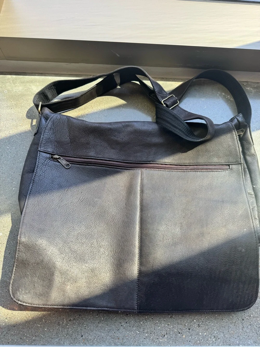 EKA Brown Distressed Pebble Leather Messenger Bag — Made in Colombia
